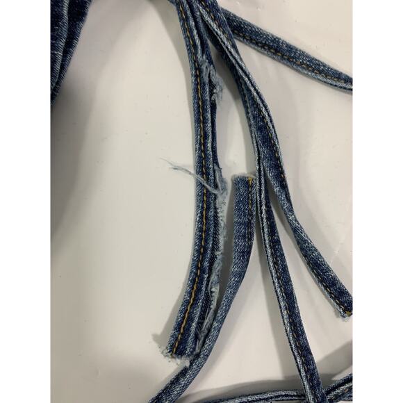 Old Skool Jeans Womens Plus Sz 22 Drawstring Side Bottom Blue‎ Denim Zip Pockets - Picture 13 of 14